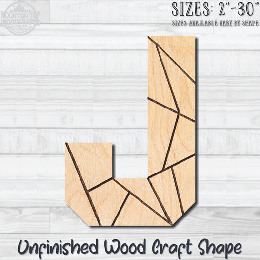 Coloring Letter J Unfinished Wood Shape Blank Laser Engraved Cutout Woodcraft Craft Supply