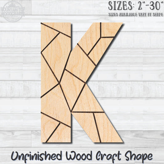 Coloring Letter K Unfinished Wood Shape Blank Laser Engraved Cutout Woodcraft Craft Supply