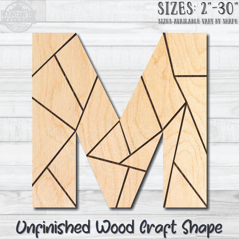 Coloring Letter M Unfinished Wood Shape Blank Laser Engraved Cutout Woodcraft Craft Supply
