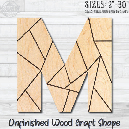 Coloring Letter M Unfinished Wood Shape Blank Laser Engraved Cutout Woodcraft Craft Supply