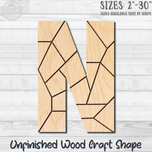 Coloring Letter N Unfinished Wood Shape Blank Laser Engraved Cutout Woodcraft Craft Supply