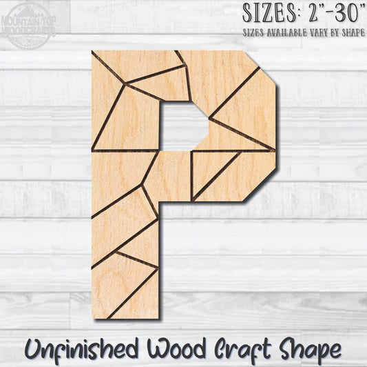 Coloring Letter P Unfinished Wood Shape Blank Laser Engraved Cutout Woodcraft Craft Supply