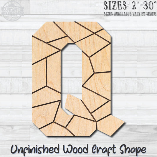 Coloring Letter Q Unfinished Wood Shape Blank Laser Engraved Cutout Woodcraft Craft Supply