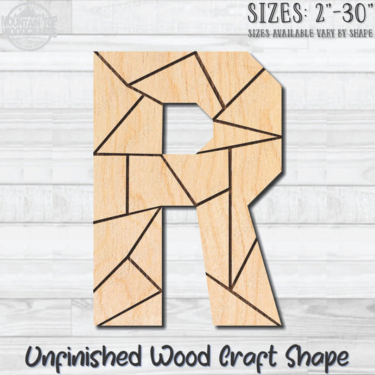 Coloring Letter R Unfinished Wood Shape Blank Laser Engraved Cutout Woodcraft Craft Supply