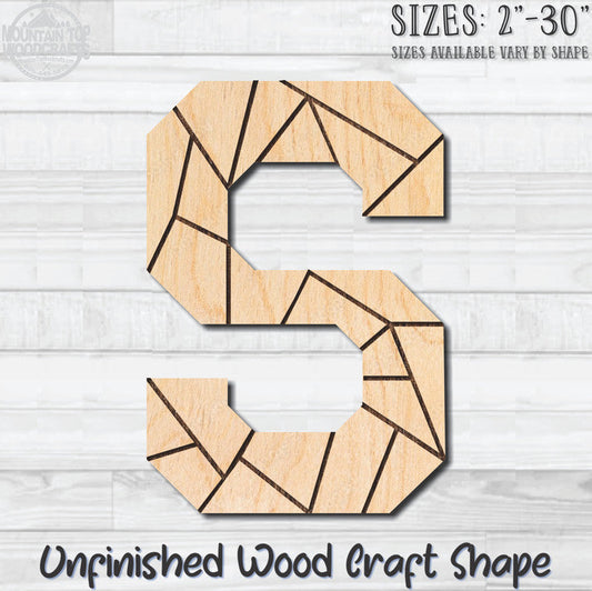 Coloring Letter S Unfinished Wood Shape Blank Laser Engraved Cutout Woodcraft Craft Supply