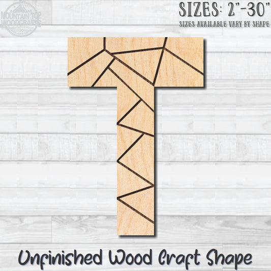 Coloring Letter T Unfinished Wood Shape Blank Laser Engraved Cutout Woodcraft Craft Supply