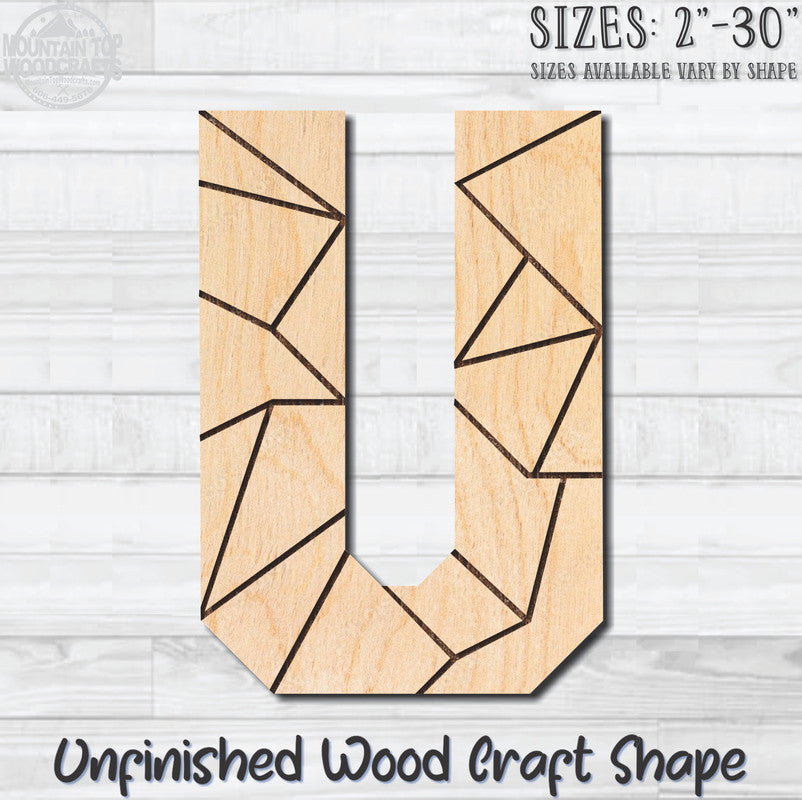 Coloring Letter U Unfinished Wood Shape Blank Laser Engraved Cutout Woodcraft Craft Supply
