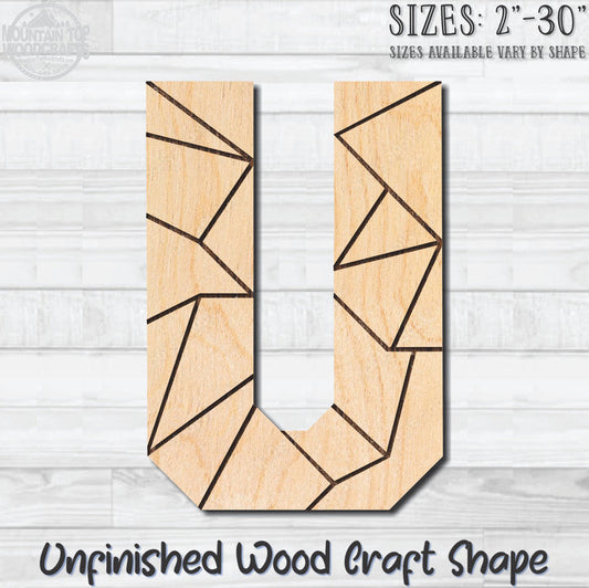 Coloring Letter U Unfinished Wood Shape Blank Laser Engraved Cutout Woodcraft Craft Supply