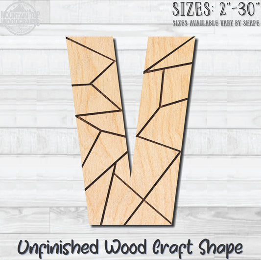 Coloring Letter V Unfinished Wood Shape Blank Laser Engraved Cutout Woodcraft Craft Supply