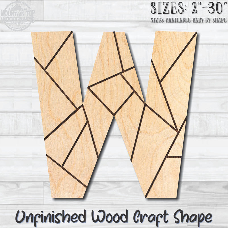 Coloring Letter W Unfinished Wood Shape Blank Laser Engraved Cutout Woodcraft Craft Supply