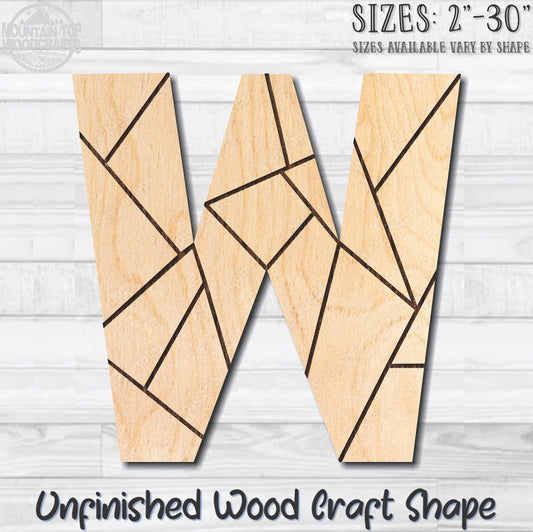 Coloring Letter W Unfinished Wood Shape Blank Laser Engraved Cutout Woodcraft Craft Supply