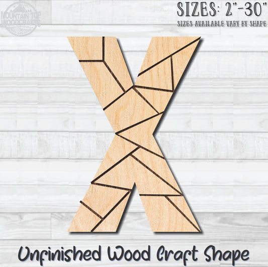 Coloring Letter X Unfinished Wood Shape Blank Laser Engraved Cutout Woodcraft Craft Supply