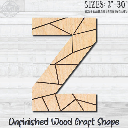 Coloring Letter Z Unfinished Wood Shape Blank Laser Engraved Cutout Woodcraft Craft Supply
