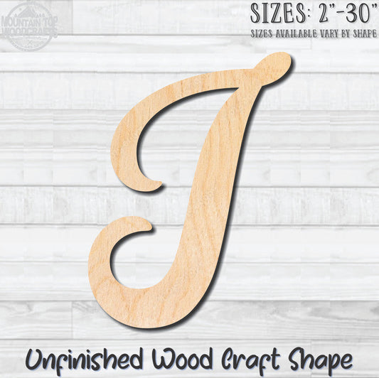 Script Letter I Fancy Unfinished Wood Shape Blank Laser Engraved Cutout Woodcraft Craft Supply