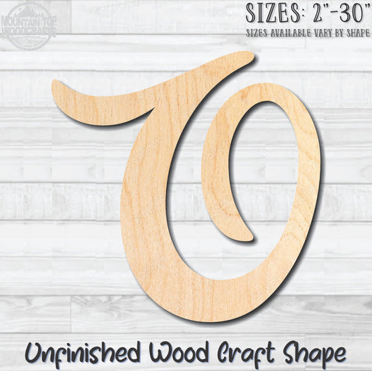 Script Letter O Fancy Unfinished Wood Shape Blank Laser Engraved Cutout Woodcraft Craft Supply