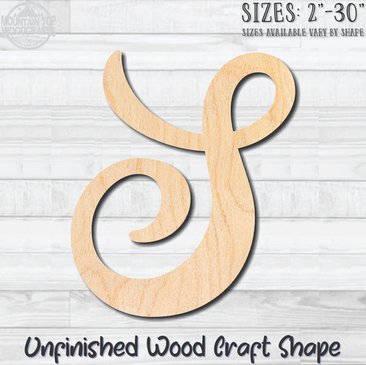 Script Letter S Fancy Unfinished Wood Shape Blank Laser Engraved Cutout Woodcraft Craft Supply