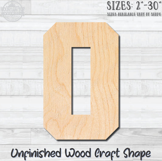 Varsity Number 0 Sports Unfinished Wood Shape Blank Laser Engraved Cutout Woodcraft Craft Supply