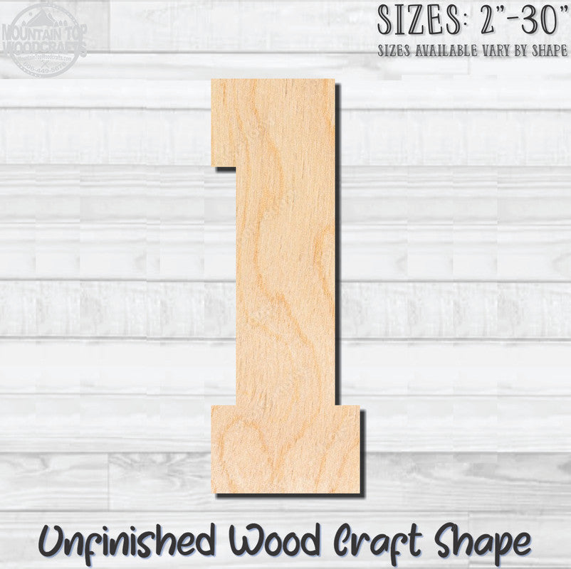 Varsity Number 1 Sports Unfinished Wood Shape Blank Laser Engraved Cutout Woodcraft Craft Supply