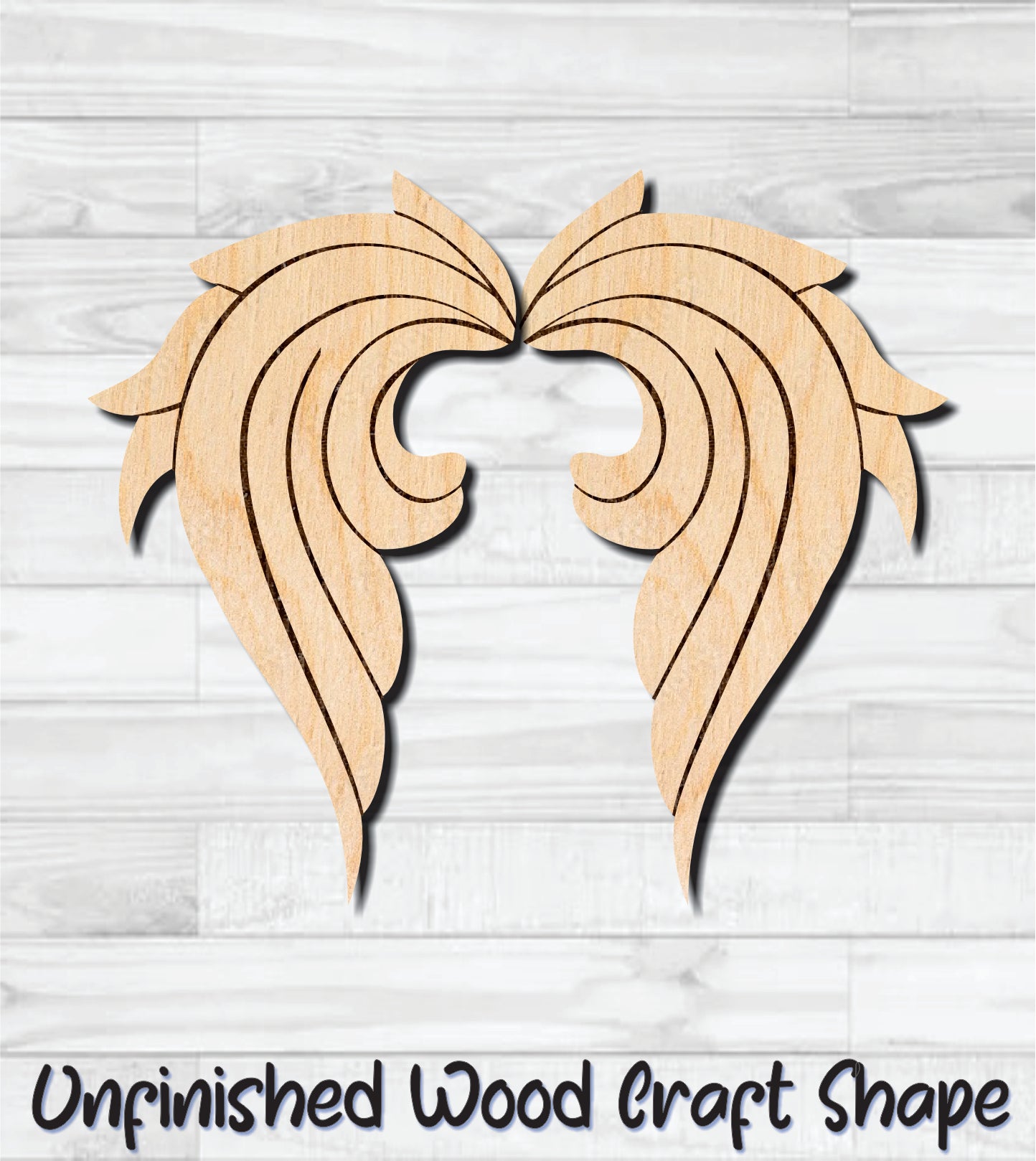 Angel Wings Unfinished Wood Shape Blank Laser Engraved Cut Out Woodcraft Craft Supply