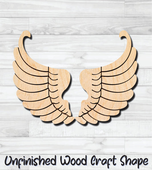 Angel Wings Unfinished Wood Shape Blank Laser Engraved Cut Out Woodcraft Craft Supply