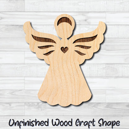 Angel Unfinished Wood Shape Blank Laser Engraved Cut Out Woodcraft Craft Supply