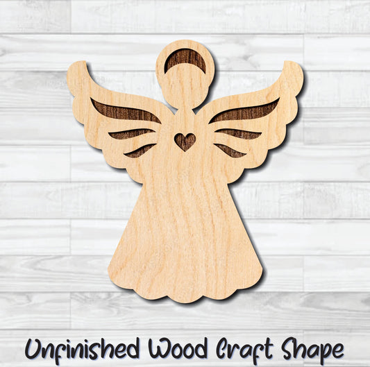 Angel Unfinished Wood Shape Blank Laser Engraved Cut Out Woodcraft Craft Supply