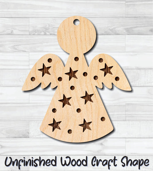 Angel Ornament Unfinished Wood Shape Blank Laser Engraved Cut Out Woodcraft Craft Supply