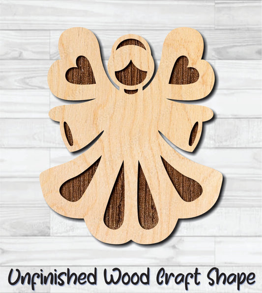 Angel Unfinished Wood Shape Blank Laser Engraved Cut Out Woodcraft Craft Supply
