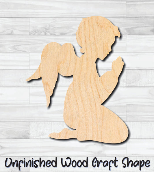 Praying Angel Unfinished Wood Shape Blank Laser Engraved Cut Out Woodcraft Craft Supply