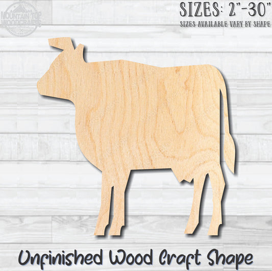 Cow Animal Unfinished Wood Shape Blank Laser Engraved Cutout Woodcraft Craft Supply