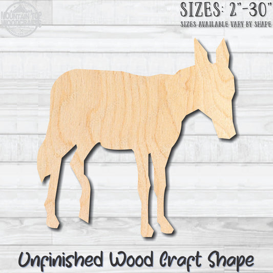 Donkey Animal Unfinished Wood Shape Blank Laser Engraved Cutout Woodcraft Craft Supply