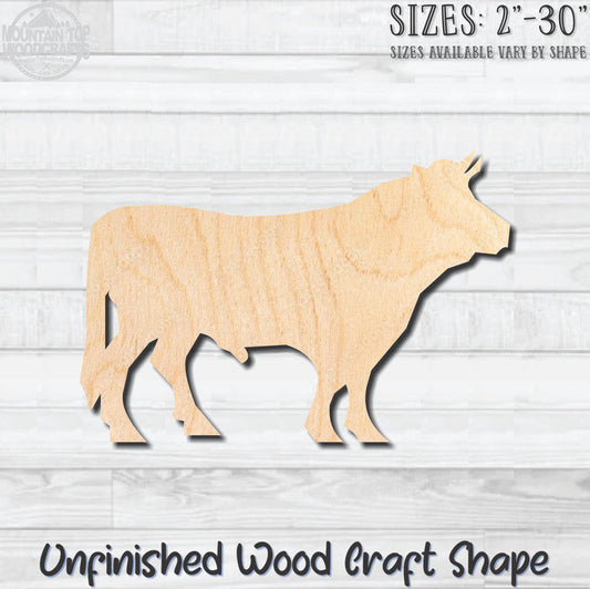 Bull Animal Unfinished Wood Shape Blank Laser Engraved Cutout Woodcraft Craft Supply