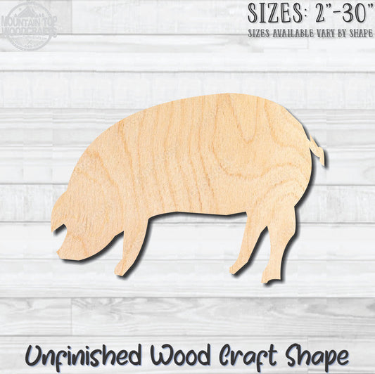 Pig Animal Unfinished Wood Shape Blank Laser Engraved Cutout Woodcraft Craft Supply