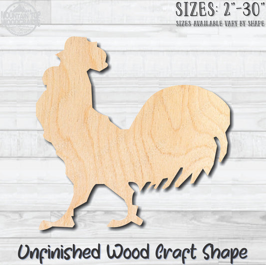 Rooster Chicken Unfinished Wood Shape Blank Laser Engraved Cut Out Woodcraft Craft Supply