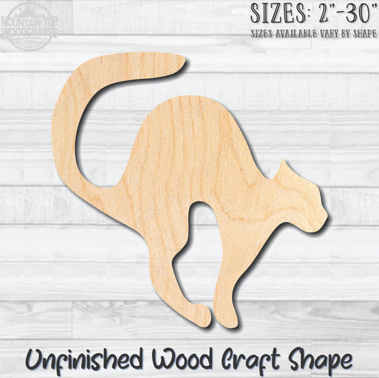 Cat Halloween Unfinished Wood Shape Blank Laser Engraved Cutout Woodcraft Craft Supply