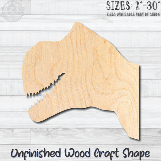 TRex Head Dinosaur Unfinished Wood Shape Blank Laser Engraved Cut Out Woodcraft Craft Supply