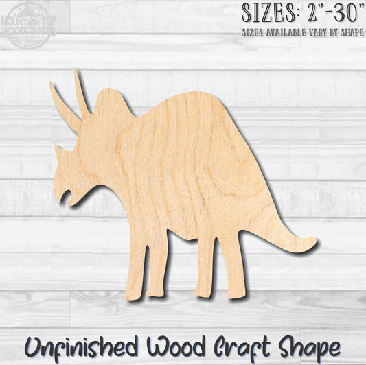 Triceratops Dinosaur Unfinished Wood Shape Blank Laser Engraved Cut Out Woodcraft Craft Supply