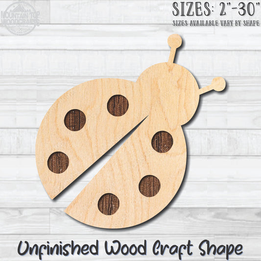 Ladybug Unfinished Wood Shape Blank Laser Engraved Cutout Woodcraft Craft Supply