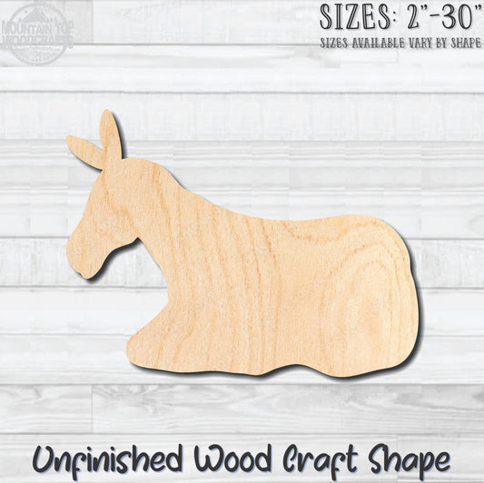 Donkey Laying Nativity Unfinished Wood Shape Blank Laser Engraved Cutout Woodcraft Craft Supply