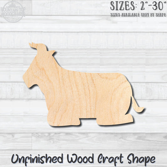 Cow Laying Nativity Unfinished Wood Shape Blank Laser Engraved Cutout Woodcraft Craft Supply