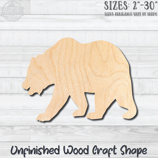 Bear 1 Unfinished Wood Shape Blank Laser Engraved Cutout Woodcraft Craft Supply