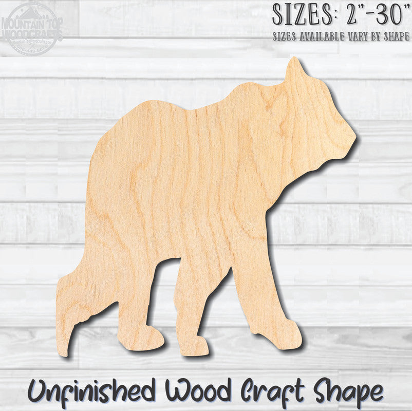 Walking Bear Unfinished Wood Shape Blank Laser Engraved Cut Out Woodcraft Craft Supply