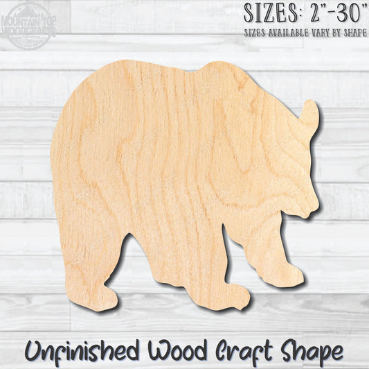 Bear 2 Unfinished Wood Shape Blank Laser Engraved Cutout Woodcraft Craft Supply