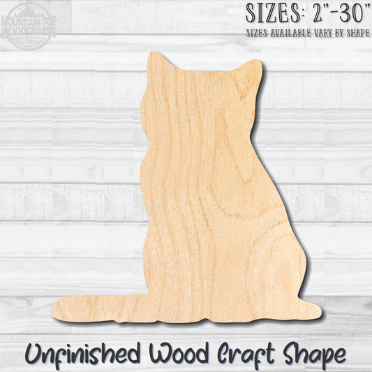 Sitting Cat Kitten Kitty Unfinished Wood Shape Blank Laser Engraved Cut Out Woodcraft Craft Supply