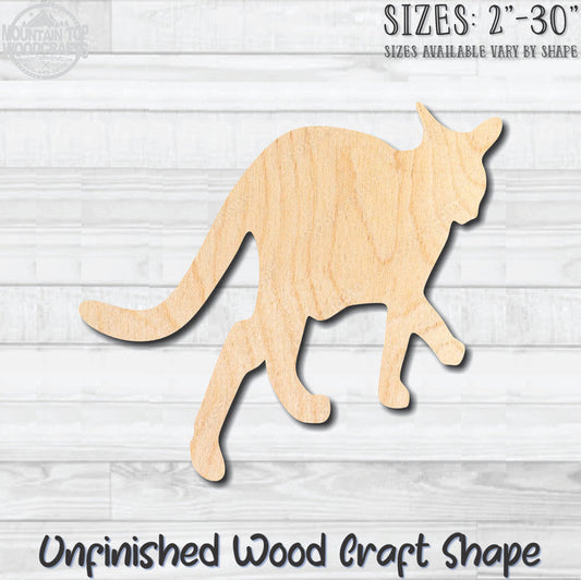 Hunting Cat Kitten Kitty Unfinished Wood Shape Blank Laser Engraved Cutout Woodcraft Craft Supply