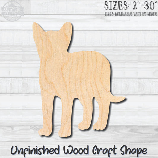 Standing Cat Kitten Kitty Unfinished Wood Shape Blank Laser Engraved Cut Out Woodcraft Craft Supply