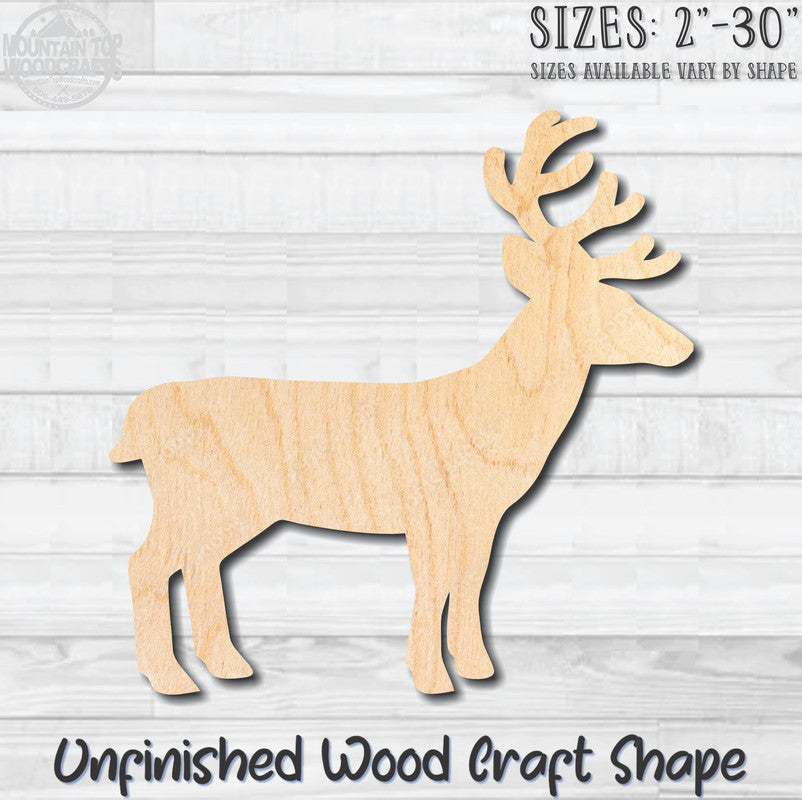 Deer Unfinished Wood Shape Blank Laser Engraved Cut Out Woodcraft Craft Supply