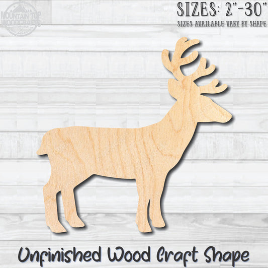 Deer Unfinished Wood Shape Blank Laser Engraved Cut Out Woodcraft Craft Supply