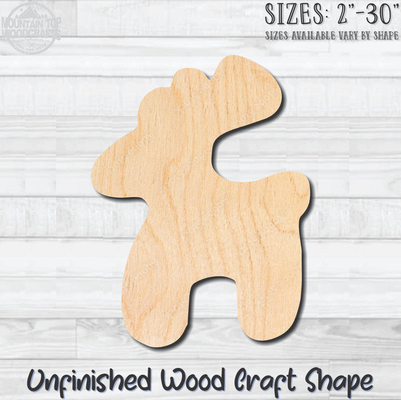 Reindeer Deer Christmas Unfinished Wood Shape Blank Laser Engraved Cut Out Woodcraft Craft Supply