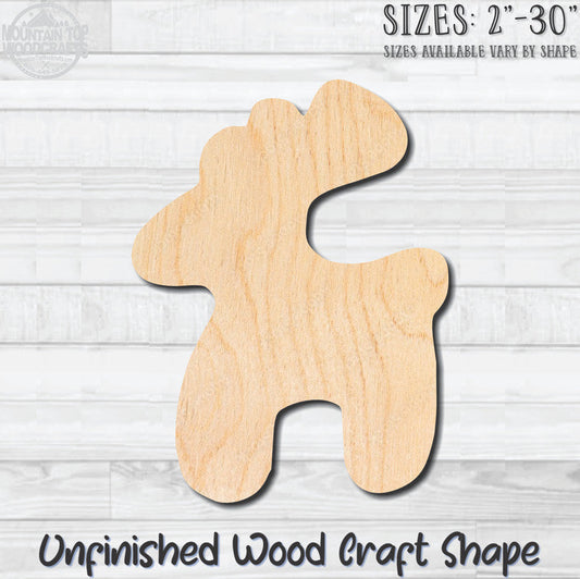Reindeer Deer Christmas Unfinished Wood Shape Blank Laser Engraved Cut Out Woodcraft Craft Supply